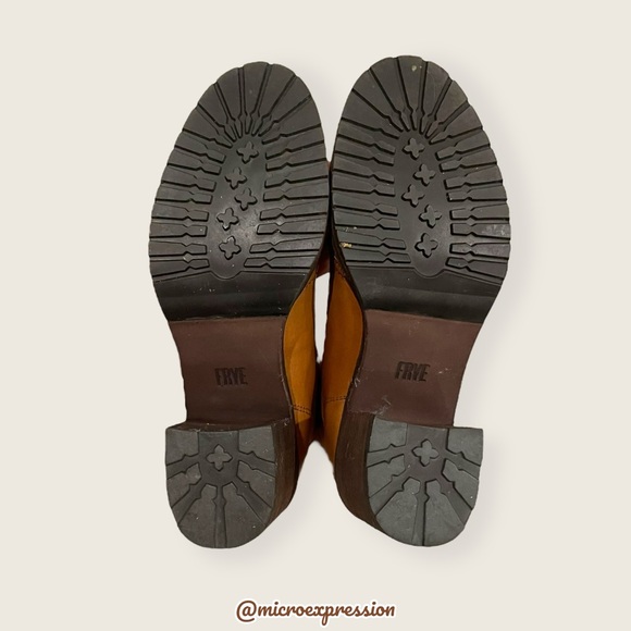 Frye Karen Cognac Tan Leather Combat Lace Up Combat Wood Block Heel Ankle Boot - Picture 14 of 16